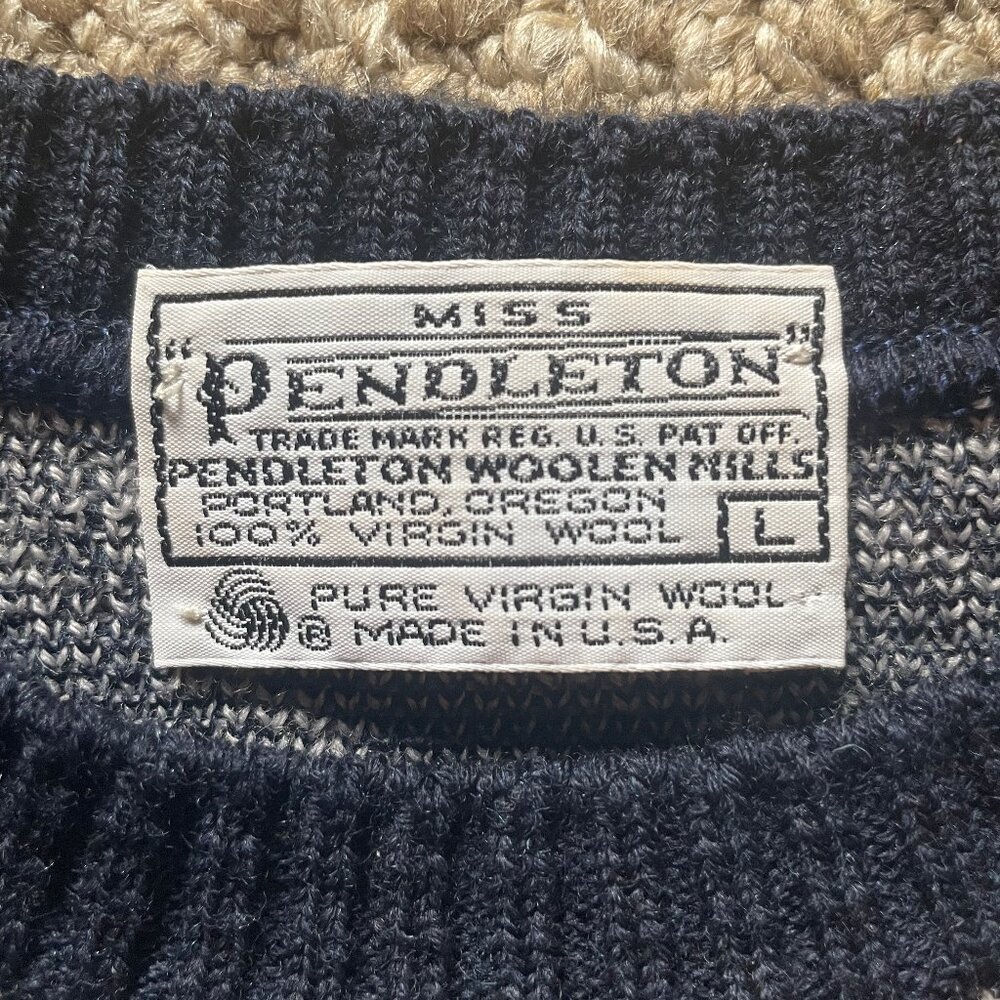 Vintage Pendleton Blue And Gray Houndstooth Print… - image 3